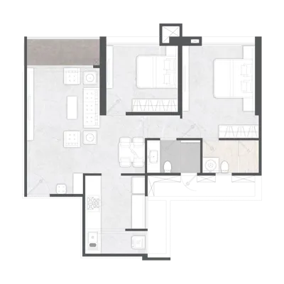 YOO Pristine Akurdi 2 BHK Floor Plan Image