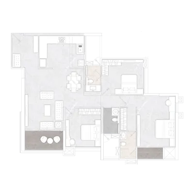 YOO Pristine Akurdi 3 BHK Floor Plan Image